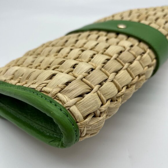 Kate Spade Brown And Green Straw Wicker Ava Clutch - Picture 8 of 12